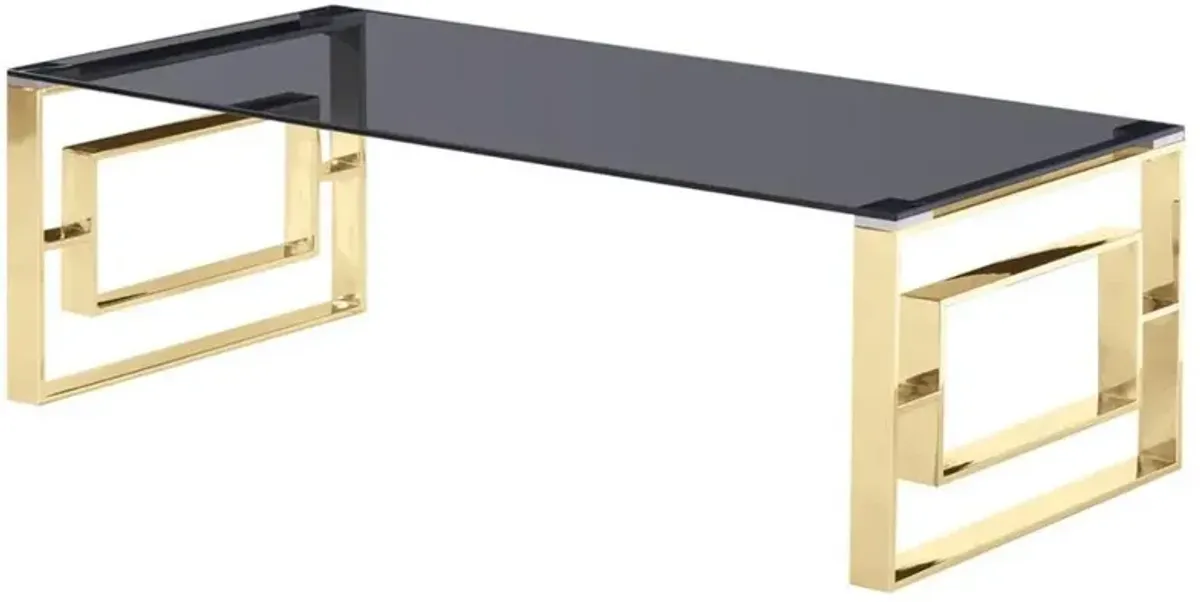 Best Master Furniture Best Master Mallory Stainless Steel and Smoked Glass Coffee Table in Gold