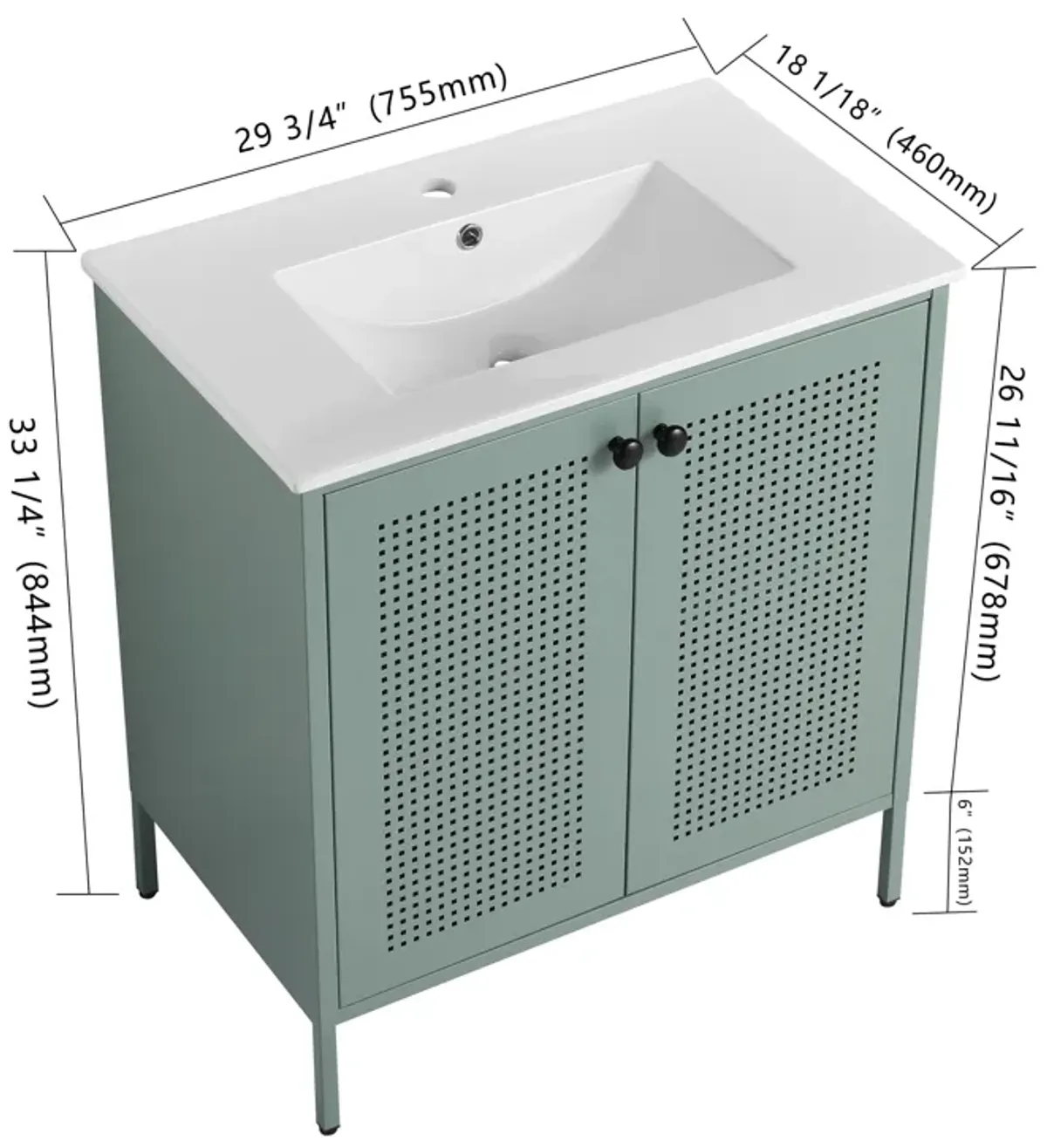 Gewnee 30 Inch Freestanding Bathroom Vanity With Ceramic SInk