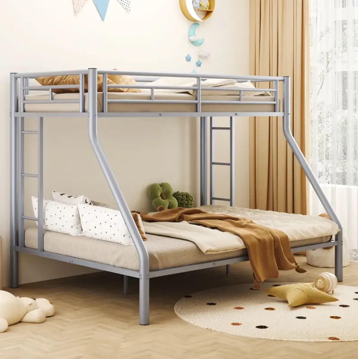 Merax Metal Bunk Bed with Ladders and Guardrails