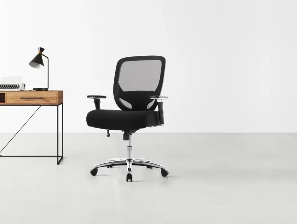 Ergonomic Mid-Back Mesh Office Chair, Computer Desk Chair With Wide Thick Seat, 4D Adjustable Arms