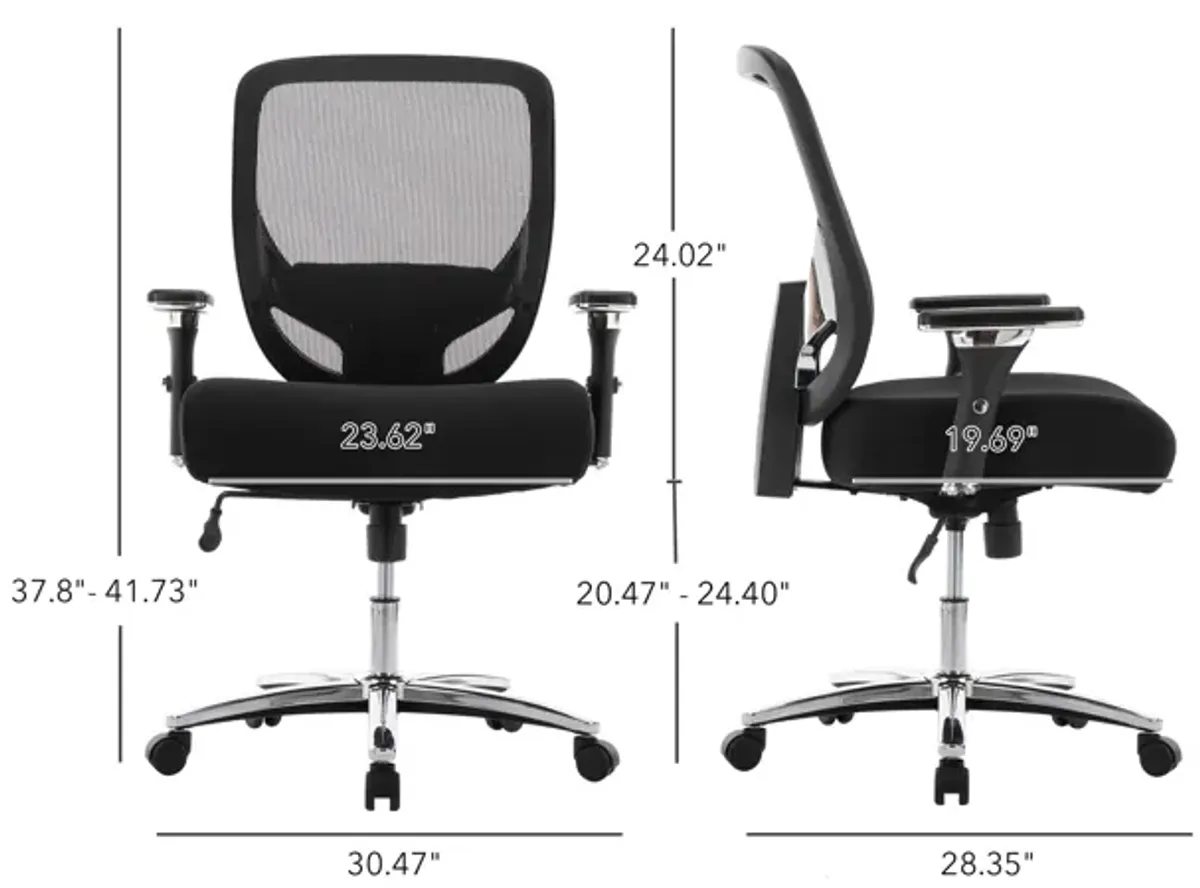 Ergonomic Mid-Back Mesh Office Chair, Computer Desk Chair With Wide Thick Seat, 4D Adjustable Arms