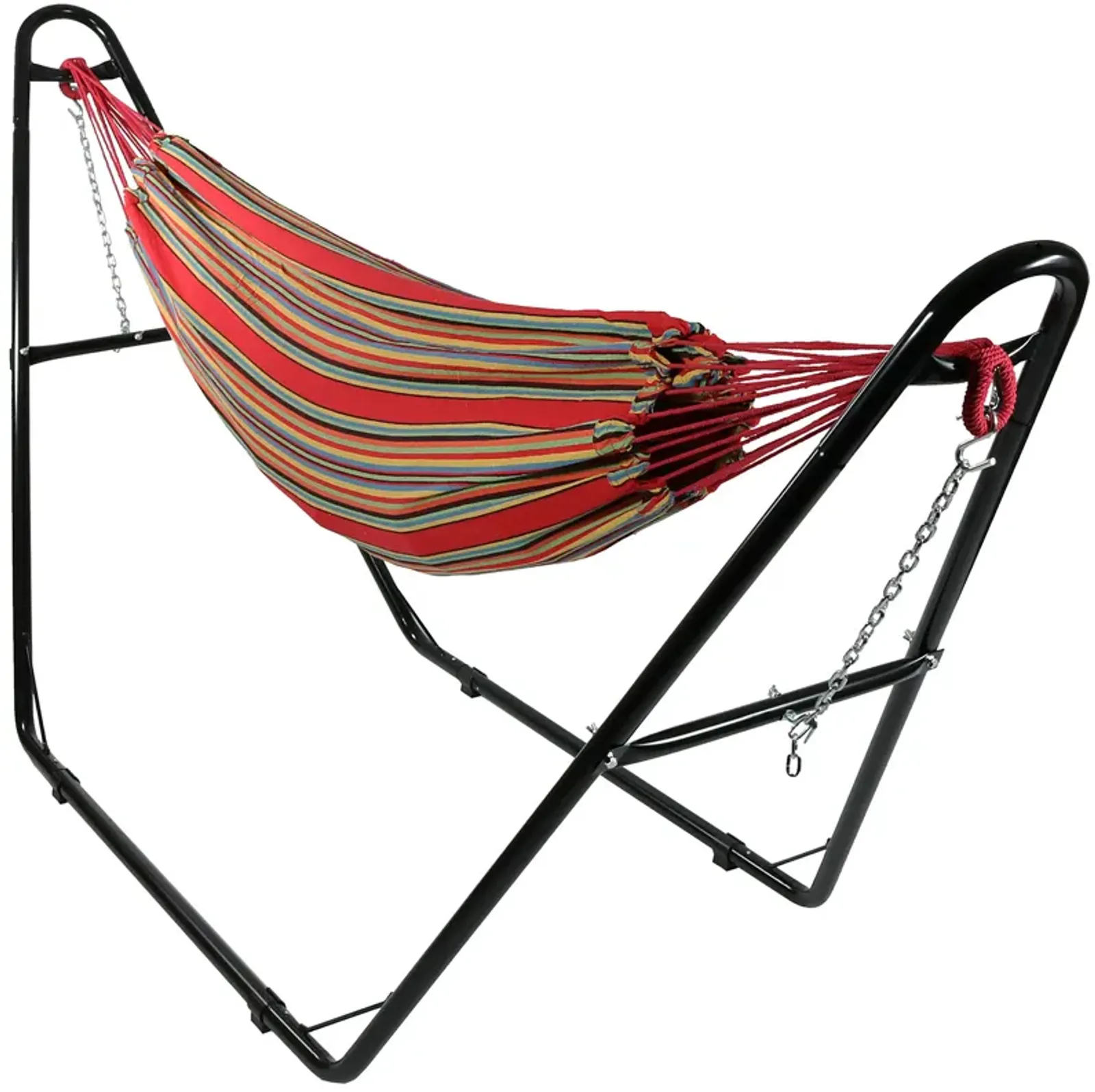 Sunnydaze 2-Person Cotton Hammock with Universal Steel Stand