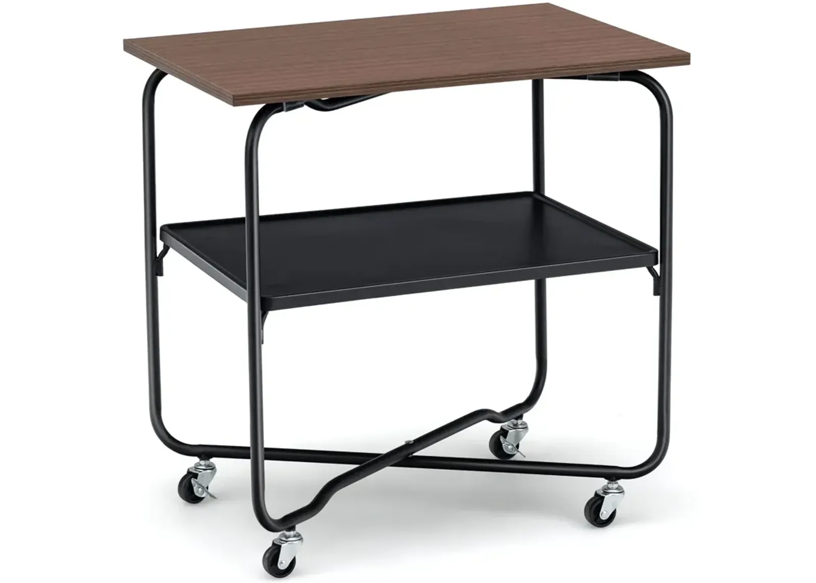 2-Tier End Table with Metal Storage Shelf and Foldable Frame