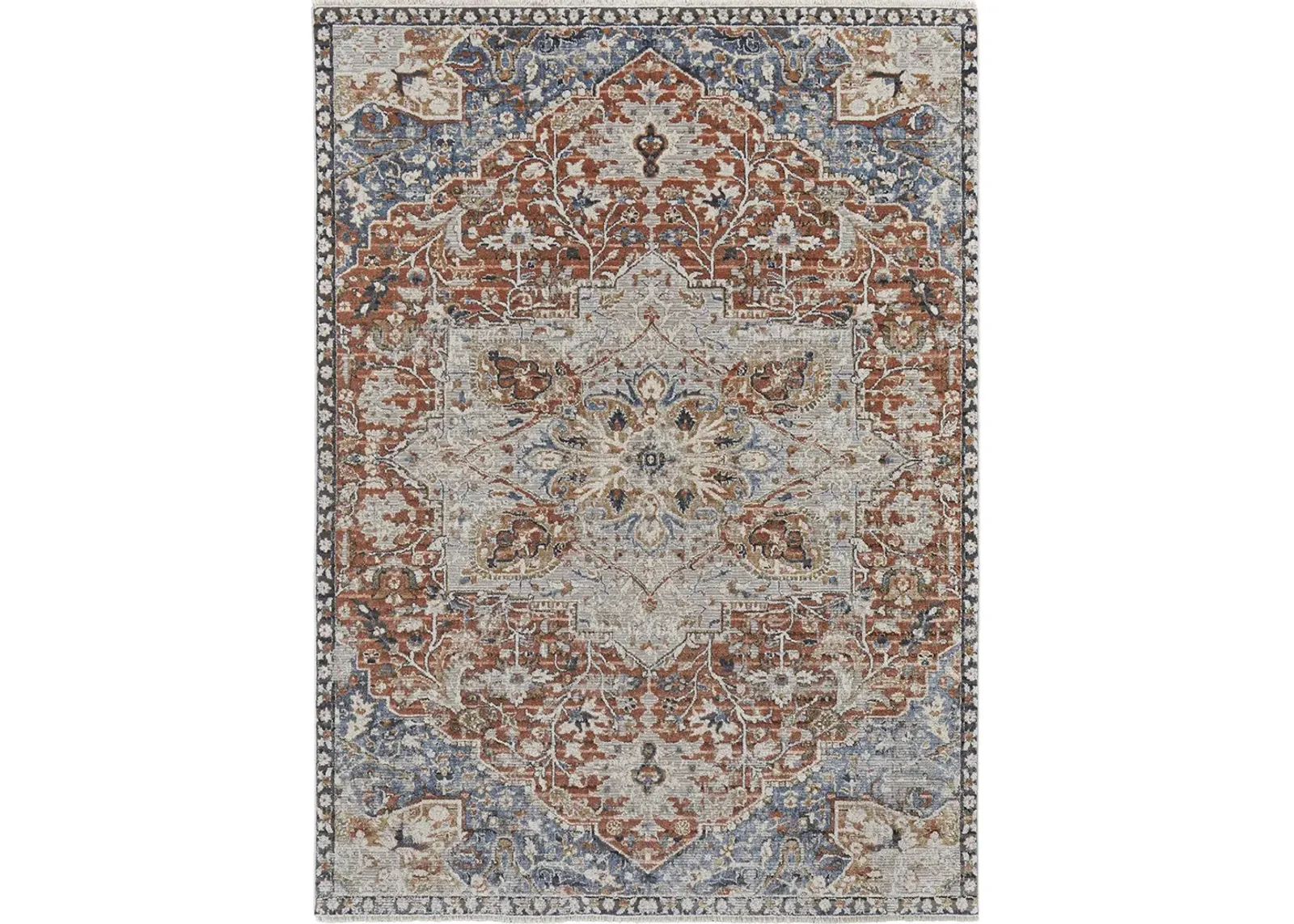 Kaia 39HXF Orange/Ivory/Blue 3' x 12' Rug