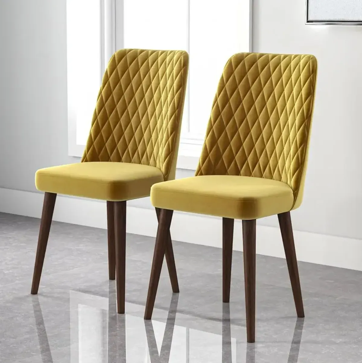 Ashcroft Furniture Co Katie Mid-Century Modern Velvet Dining Chair (Set of 2)