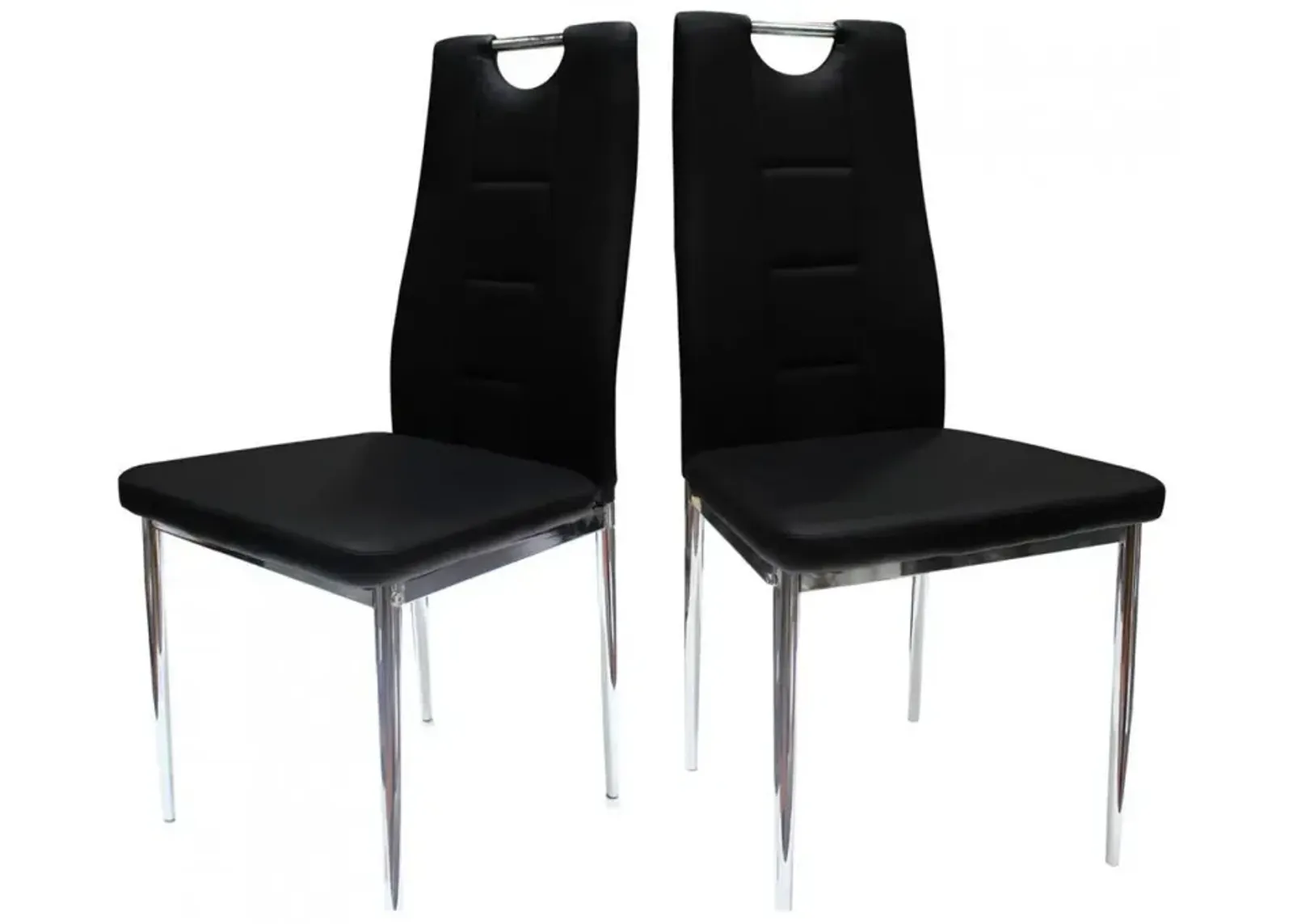 Best Master Beverly Faux Leather Upholstered Side Chair - Black (Set of 2)