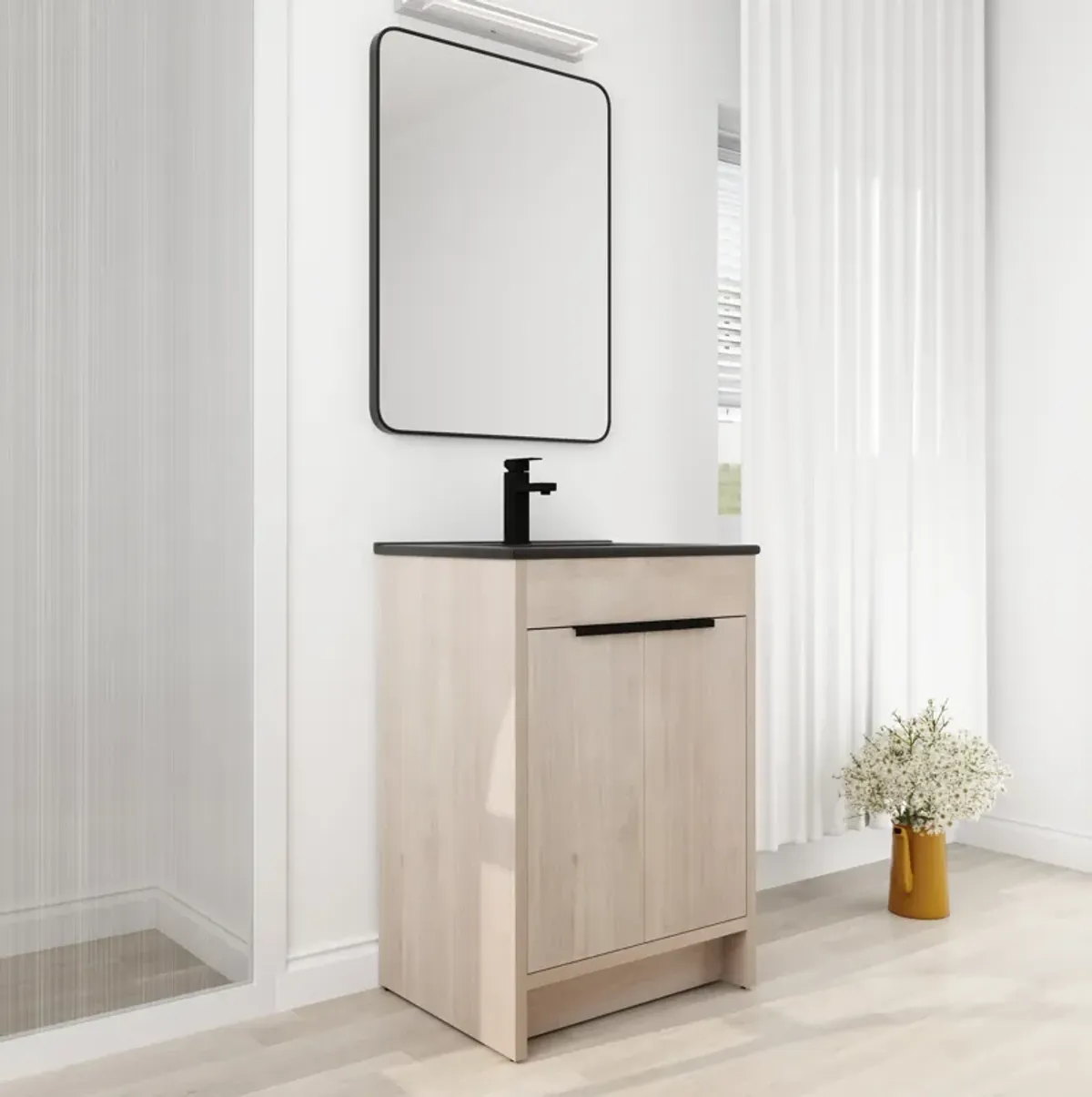 Streamdale 24" Freestanding Vanity with Ceramic Sink & Soft-Close Doors