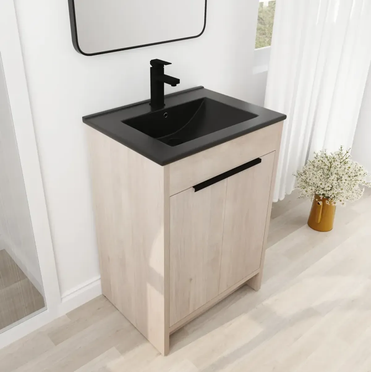 Streamdale 24" Freestanding Vanity with Ceramic Sink & Soft-Close Doors
