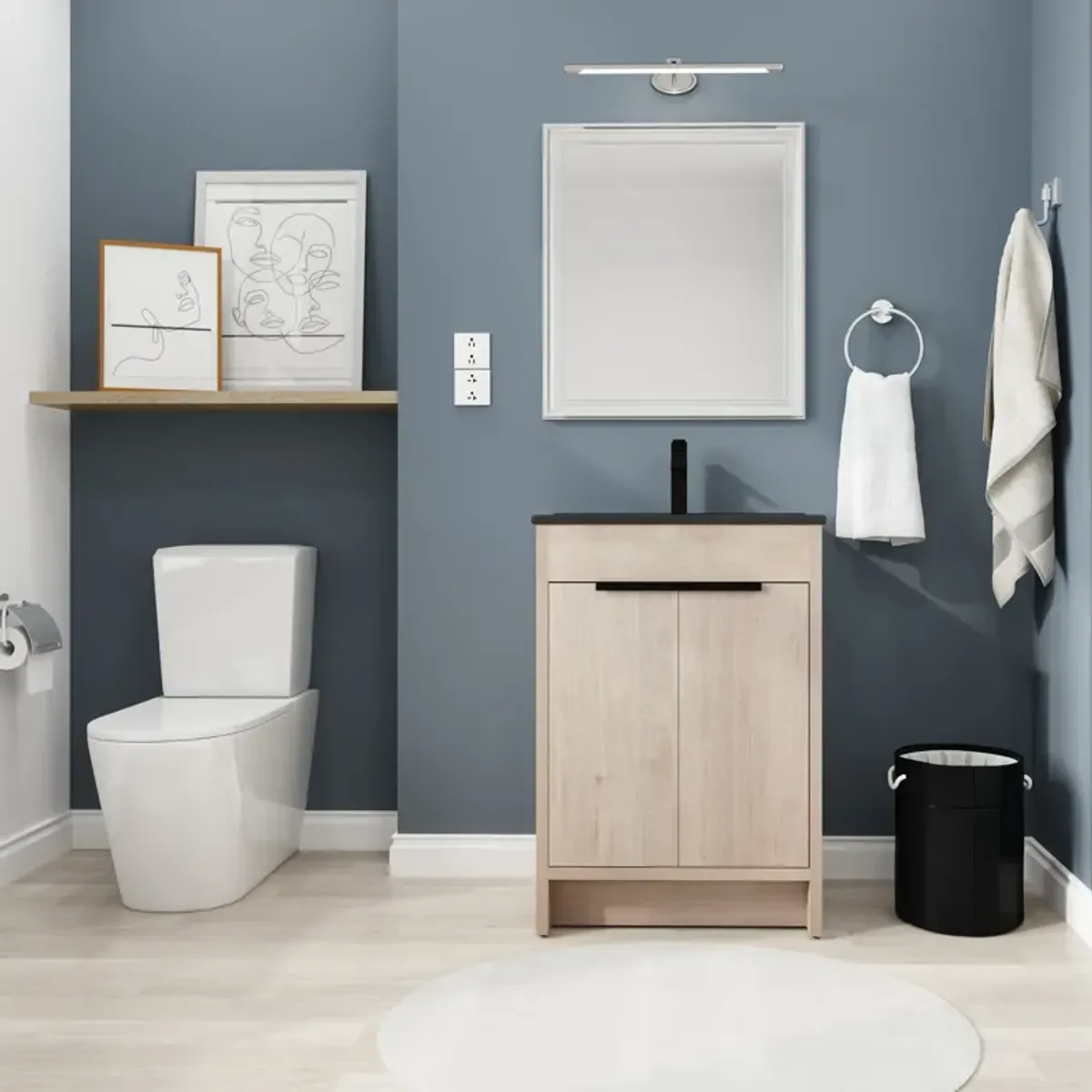 Streamdale 24" Freestanding Vanity with Ceramic Sink & Soft-Close Doors
