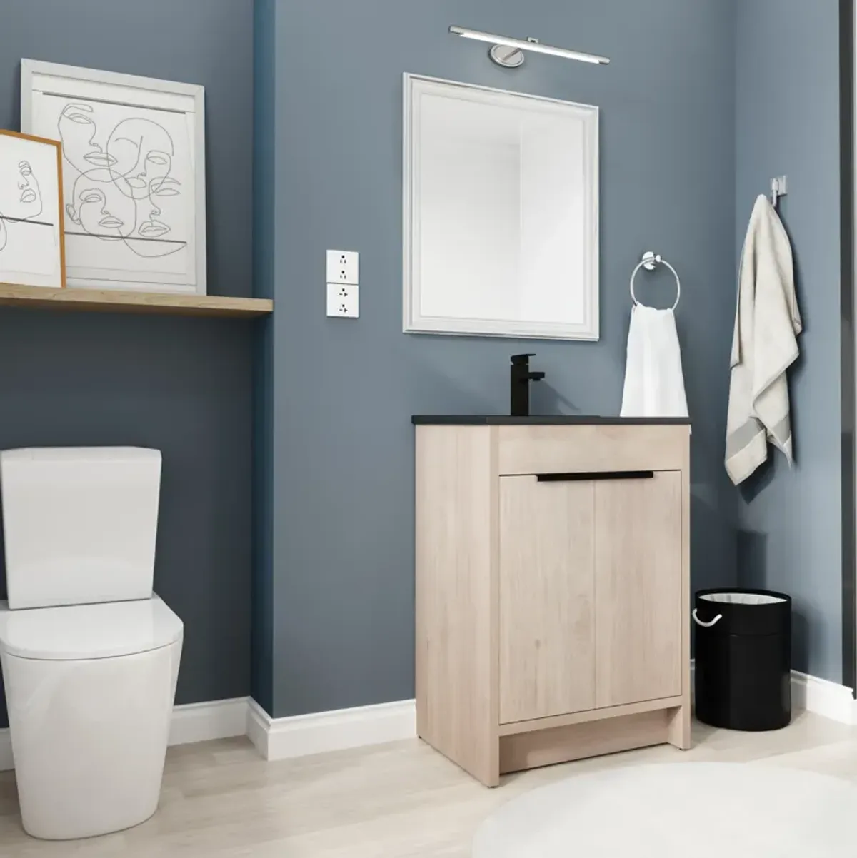 Streamdale 24" Freestanding Vanity with Ceramic Sink & Soft-Close Doors