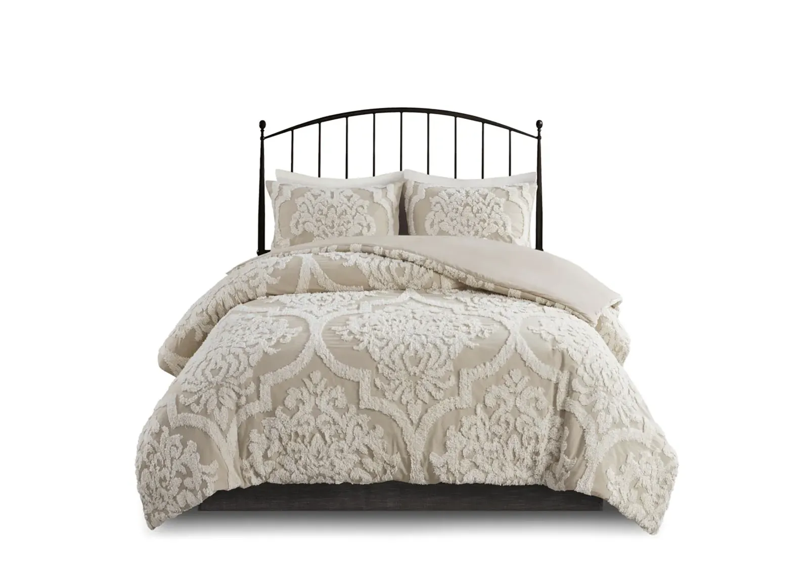 Gracie Mills Fitzpatrick 3 piece Tufted Cotton Chenille Damask Comforter Set