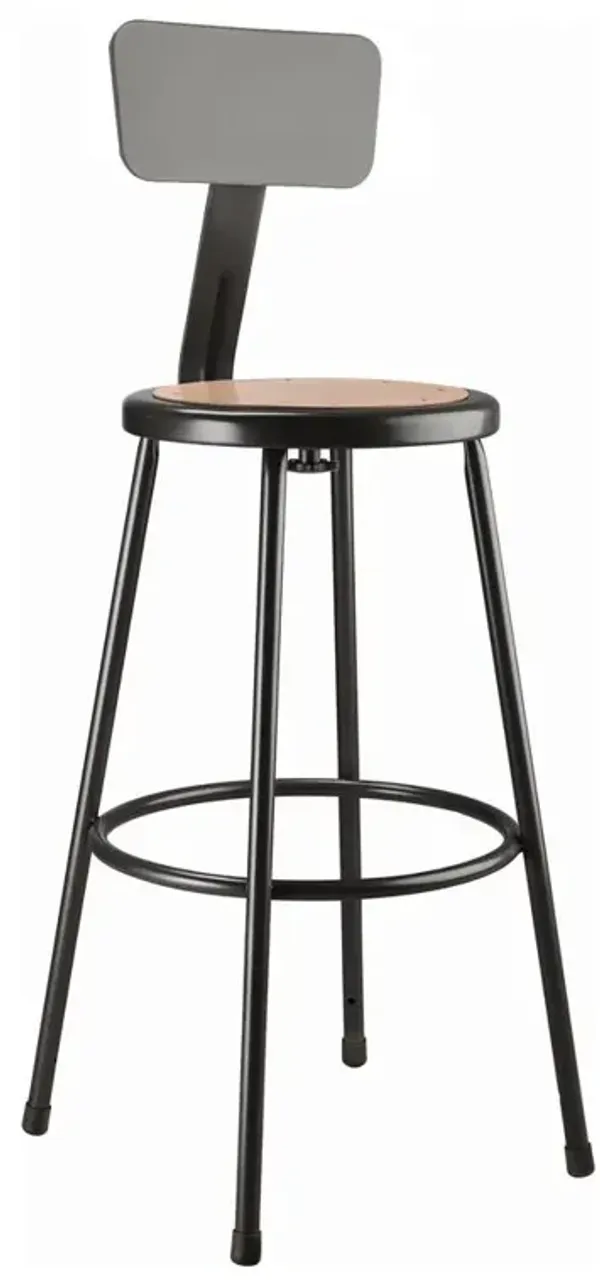 NPS® 30" Heavy Duty Steel Stool With Backrest, Black