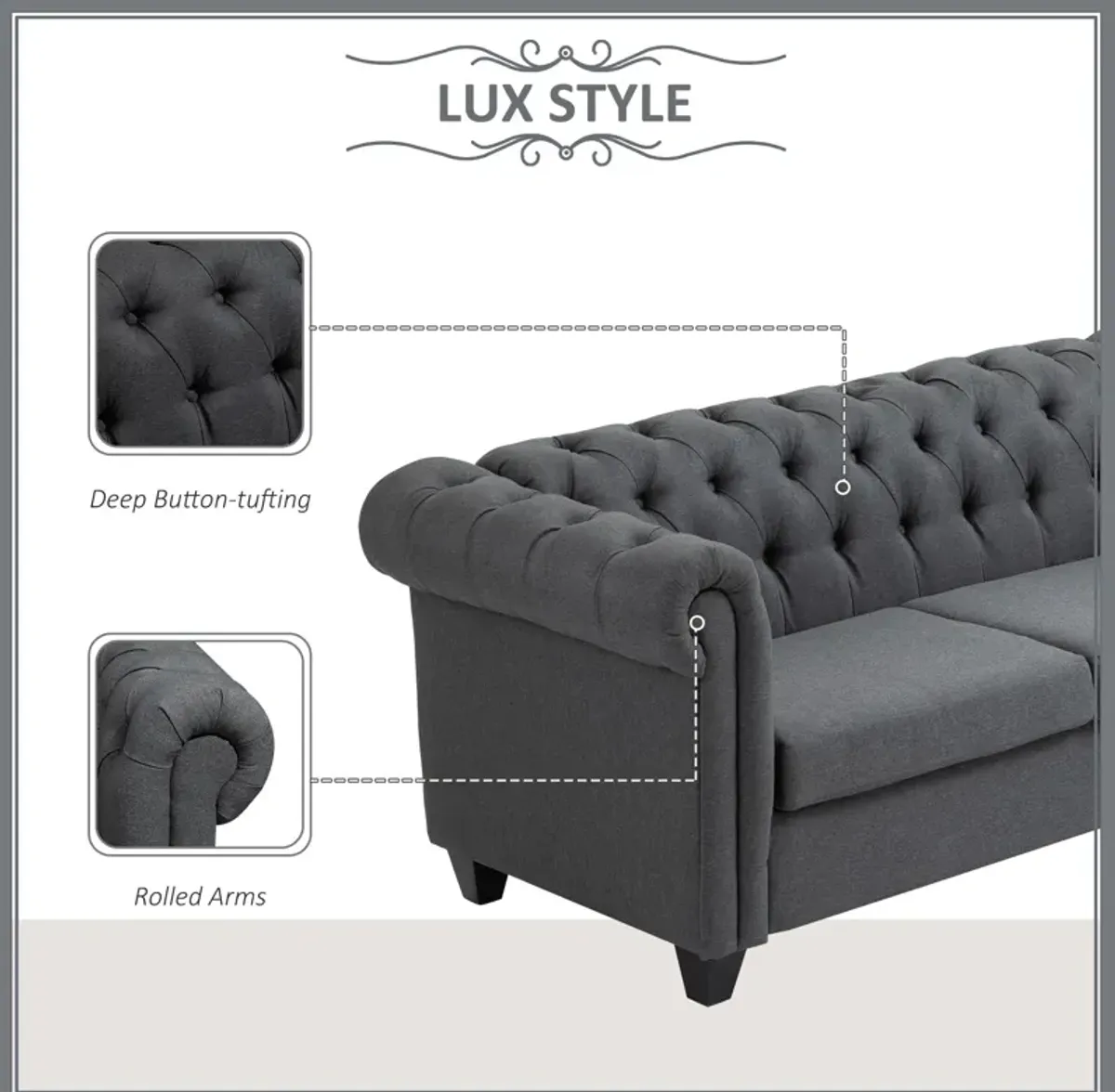 Grey Living Room Comfort: 73" Oversize Linen Fabric Loveseat