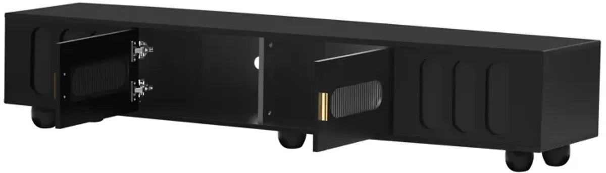 Merax Modern Storage Cabinet TV Stand with Glass Door