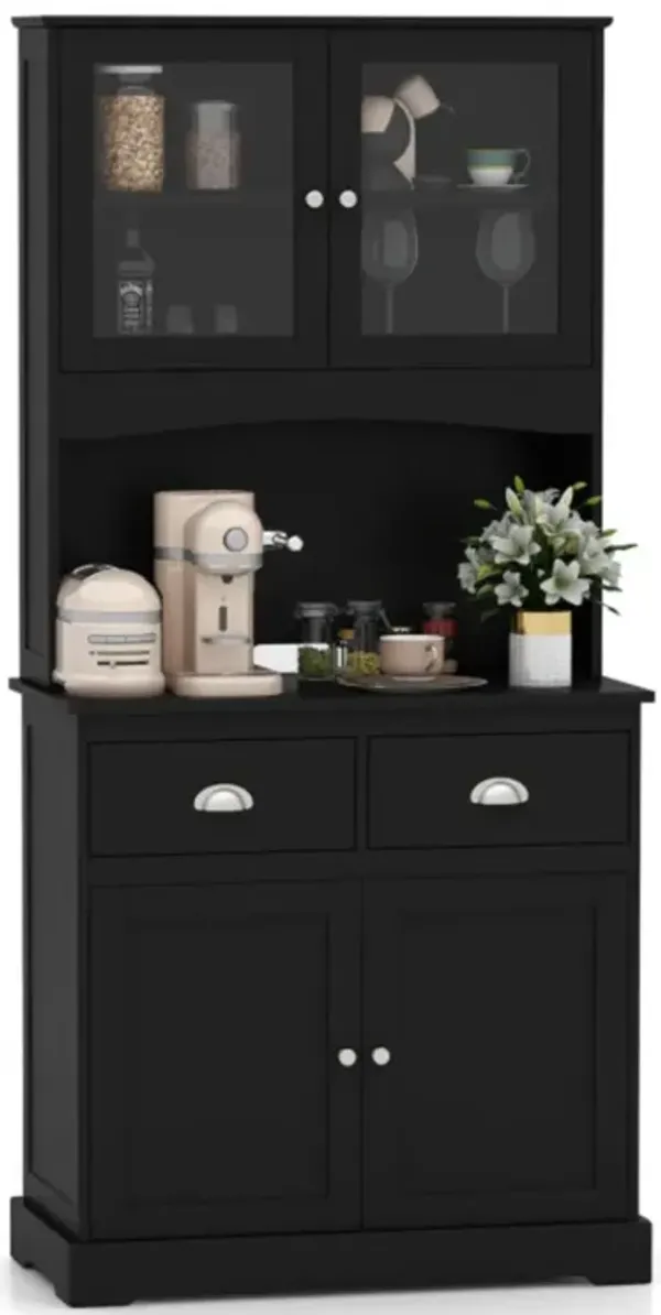 Hivvago Tall Sideboard with 2 Drawers and Adjustable Shelves