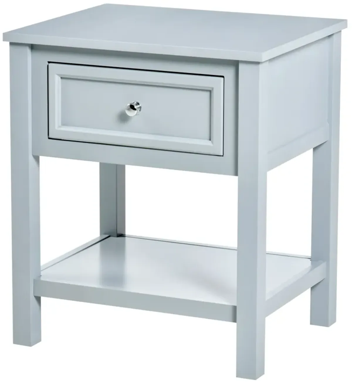 HOMCOM Accent End Table, Sofa Side Table with Storage Drawer and Bottom Shelf for Living Room, Bedroom, Gray