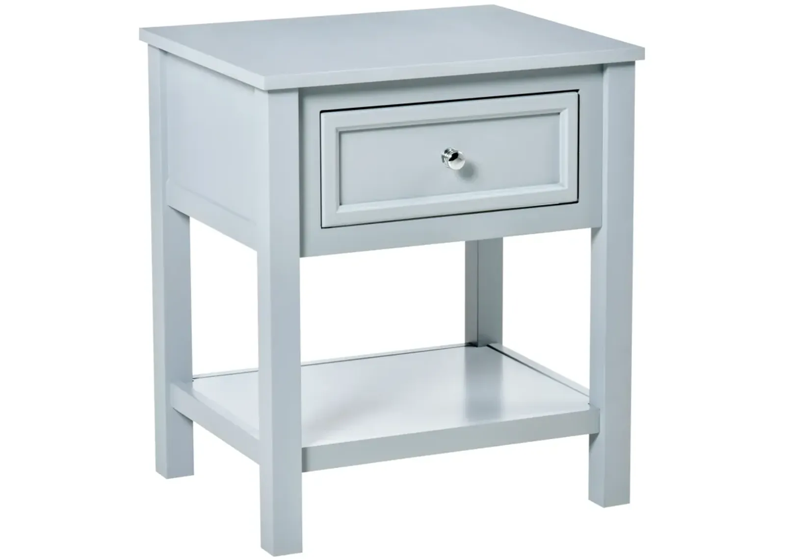 HOMCOM Accent End Table, Sofa Side Table with Storage Drawer and Bottom Shelf for Living Room, Bedroom, Gray