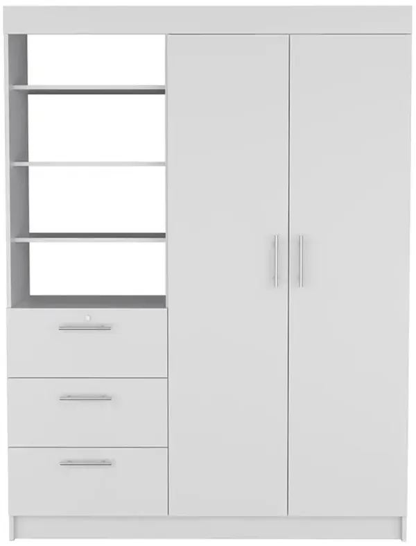 Streamdale Kenya 3 Drawers Armoire, Double Door, 3-Tier Shelf