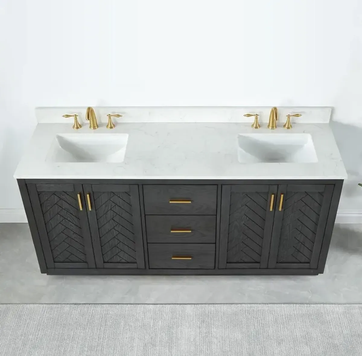 Altair 72 Double Bathroom Vanity Set in Brown Oak without Mirror