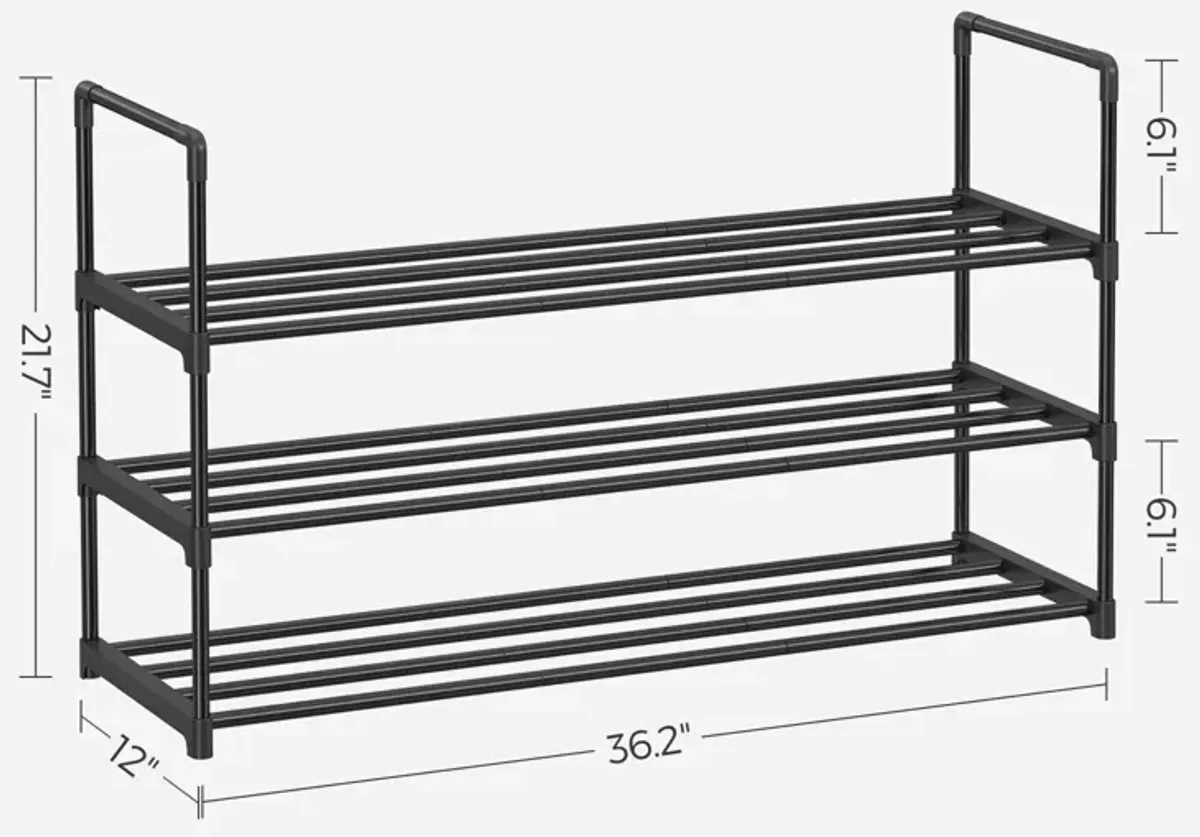 2-Tier Metal Shoe Rack - Storage Shelf Organizer for Entryway