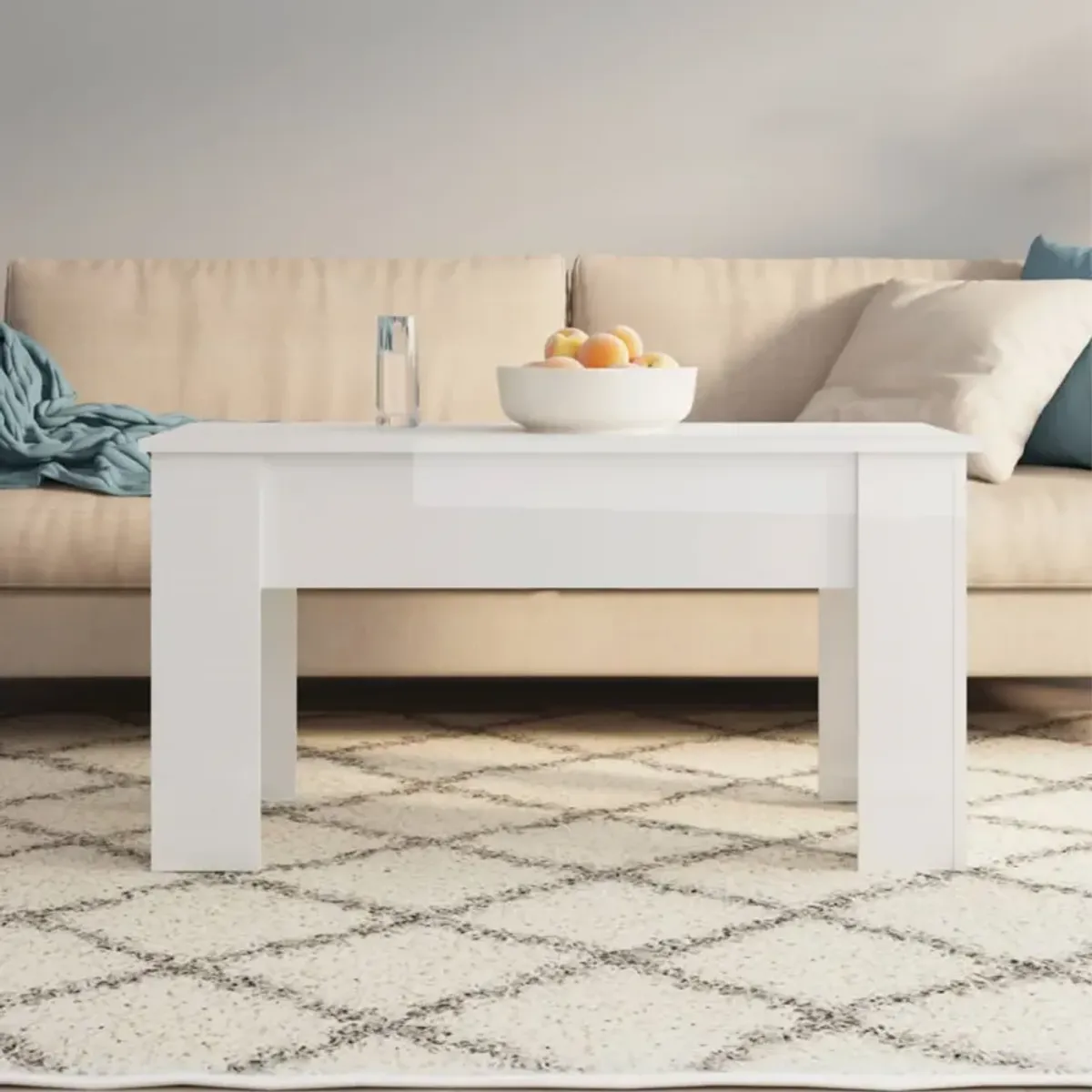 vidaXL Coffee Table High Gloss White 39.8"x19.3"x20.5" Engineered Wood