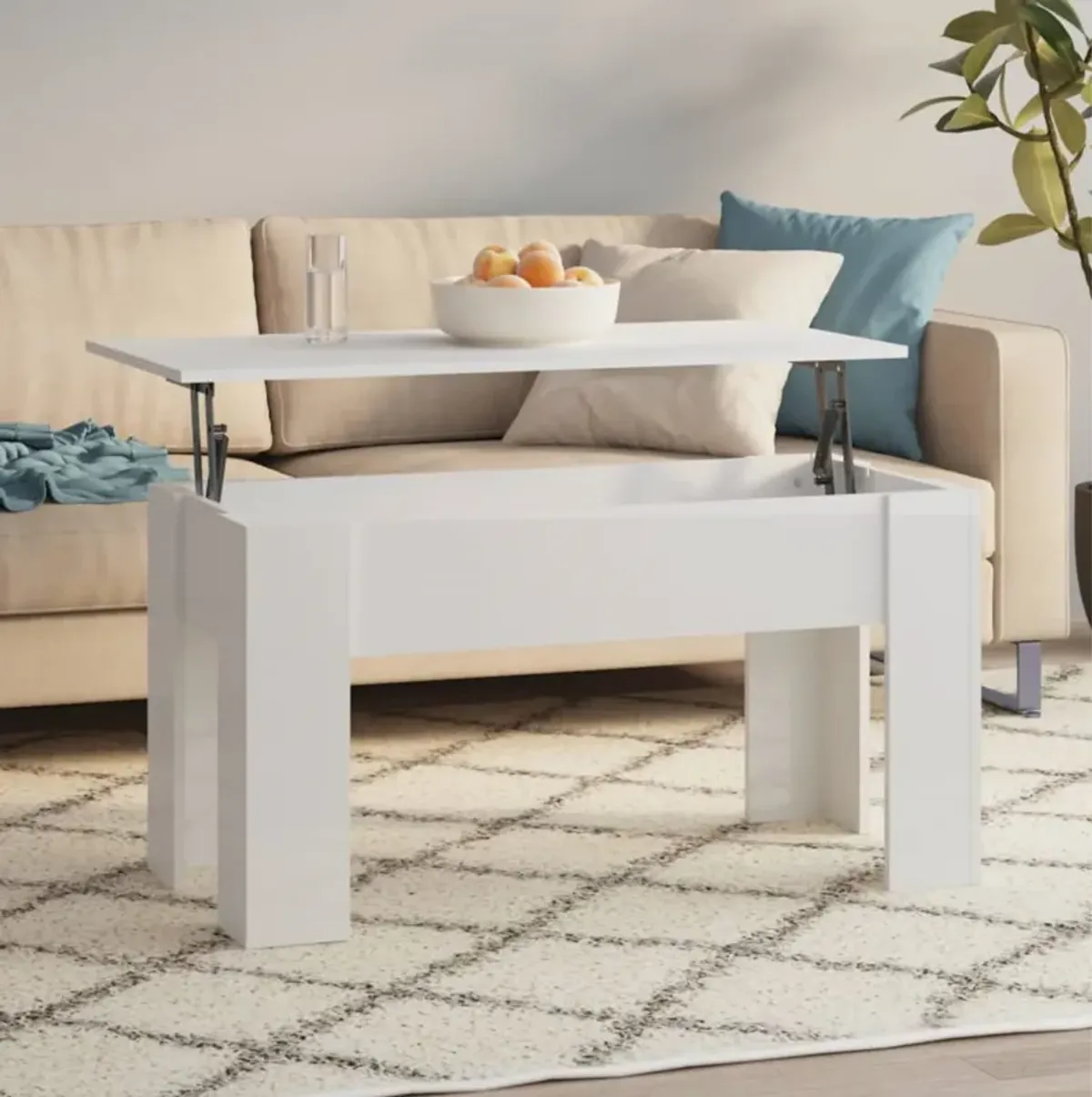 vidaXL Coffee Table High Gloss White 39.8"x19.3"x20.5" Engineered Wood