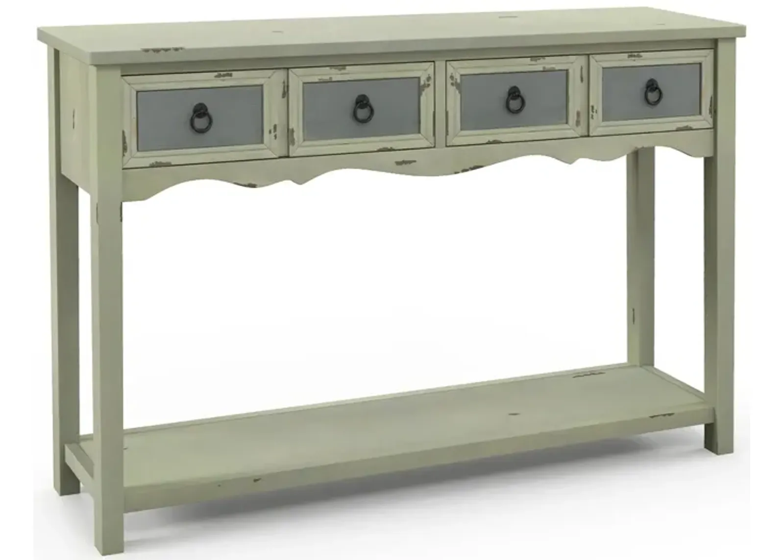 48 Inch Farmhouse Console Table with 2 Drawers and Open Storage Shelf for Hallway