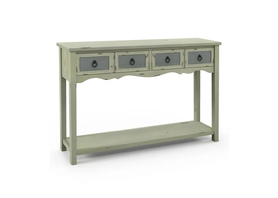 48 Inch Farmhouse Console Table with 2 Drawers and Open Storage Shelf for Hallway