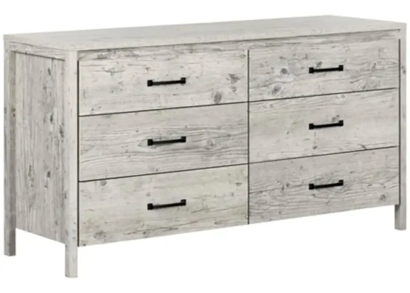 Modern Washed Pine 6 Drawer Double Dresser