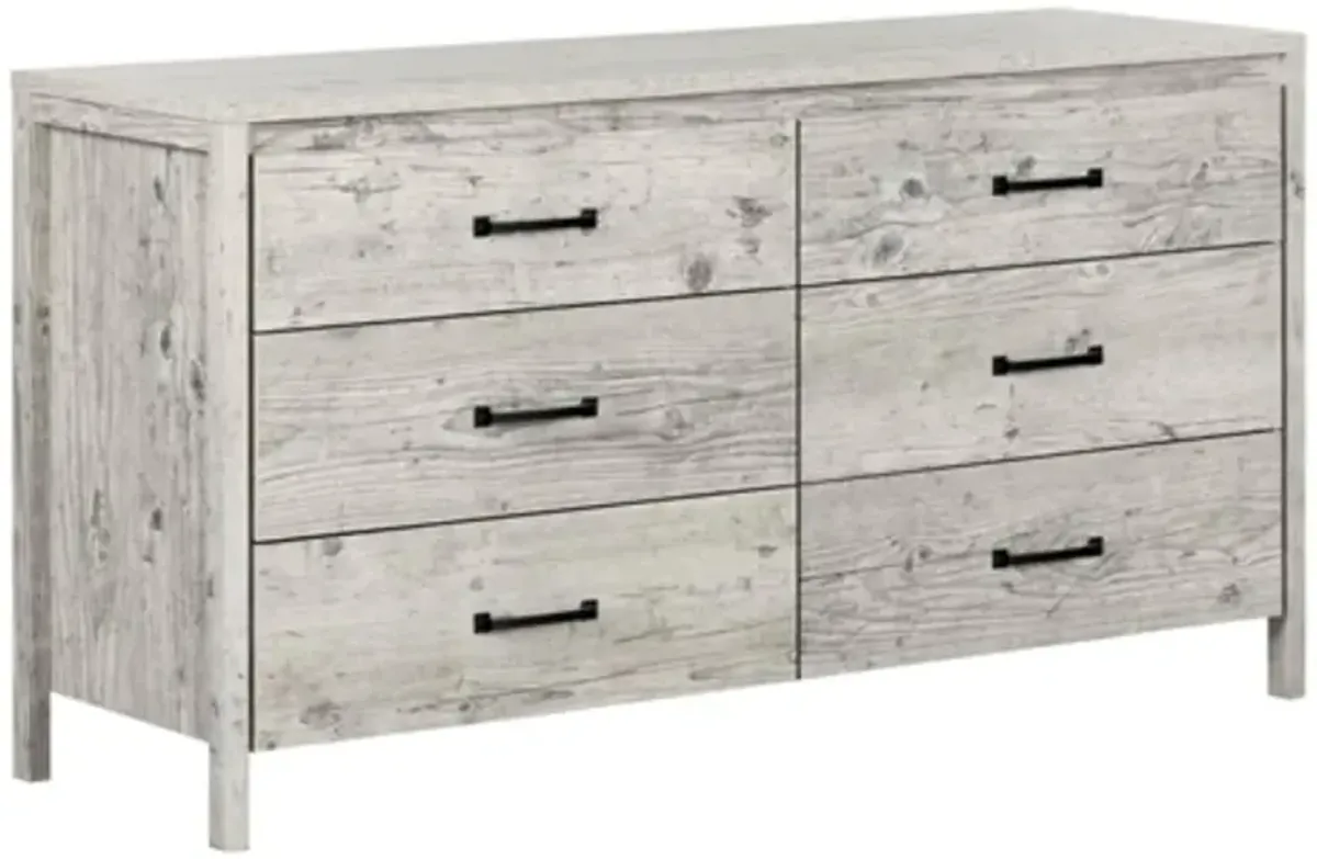 Modern Washed Pine 6 Drawer Double Dresser