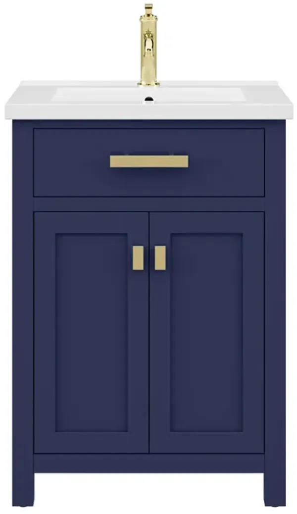 Myra 24 In. Integrated Ceramic Sink Top Bath Vanity in Monarch Blue