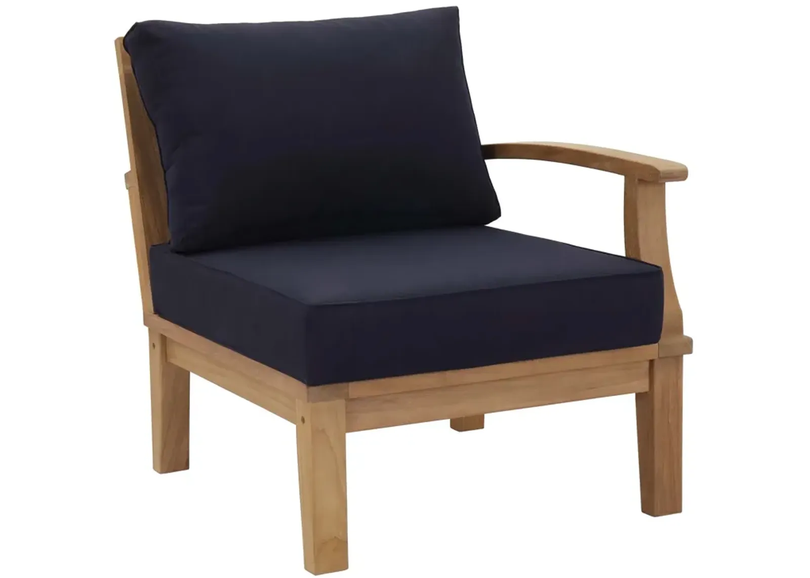 Modway - Marina Outdoor Patio Teak Right-Facing Sofa Natural Navy