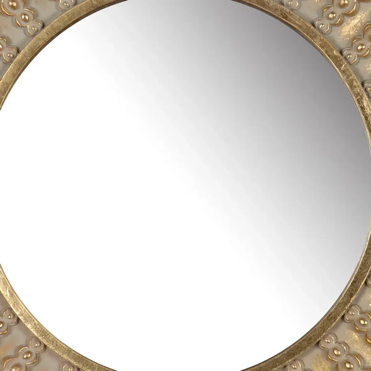 19 Inch Wall Mirror, Beaded Sunburst Design, Gold Finished Metal Frame-Benzara