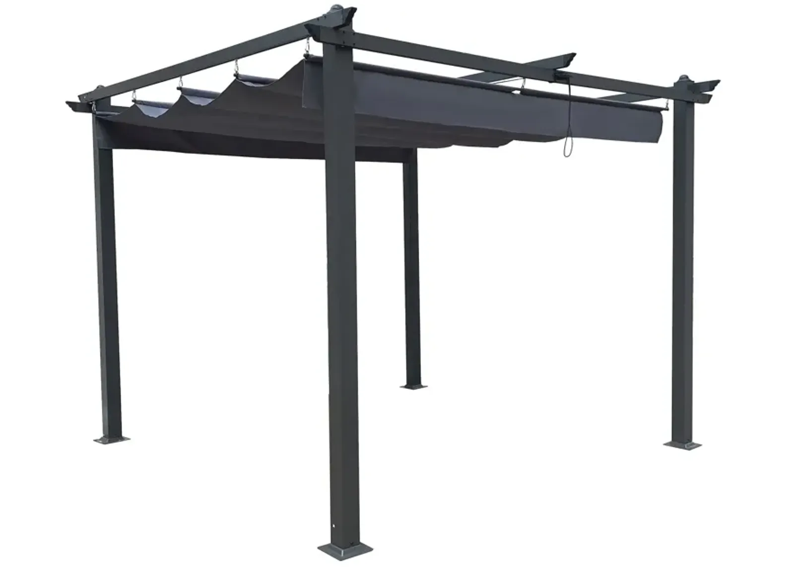 10x10 Ft Outdoor Patio Retractable Pergola with Canopy - Sunshelter for Gardens, Terraces, Backyard