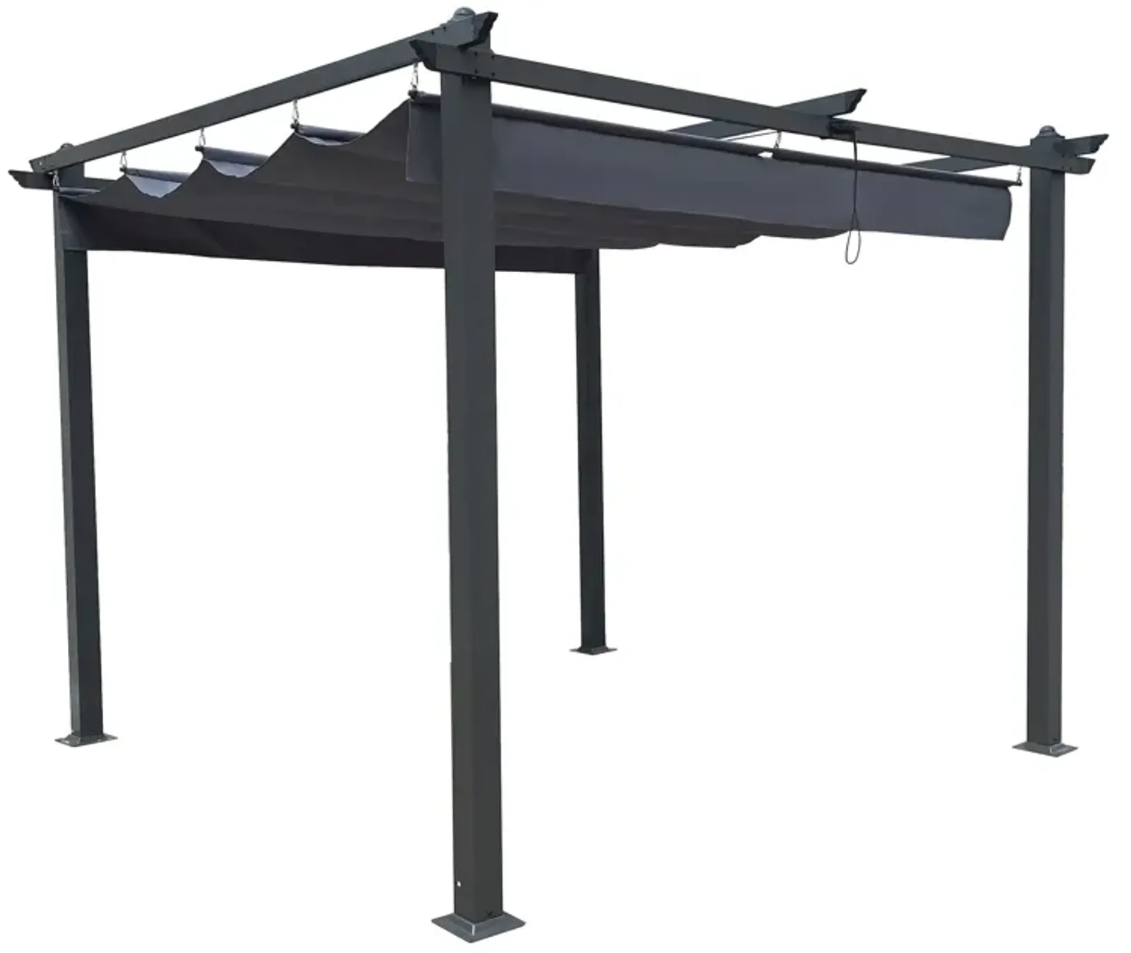 10x10 Ft Outdoor Patio Retractable Pergola with Canopy - Sunshelter for Gardens, Terraces, Backyard