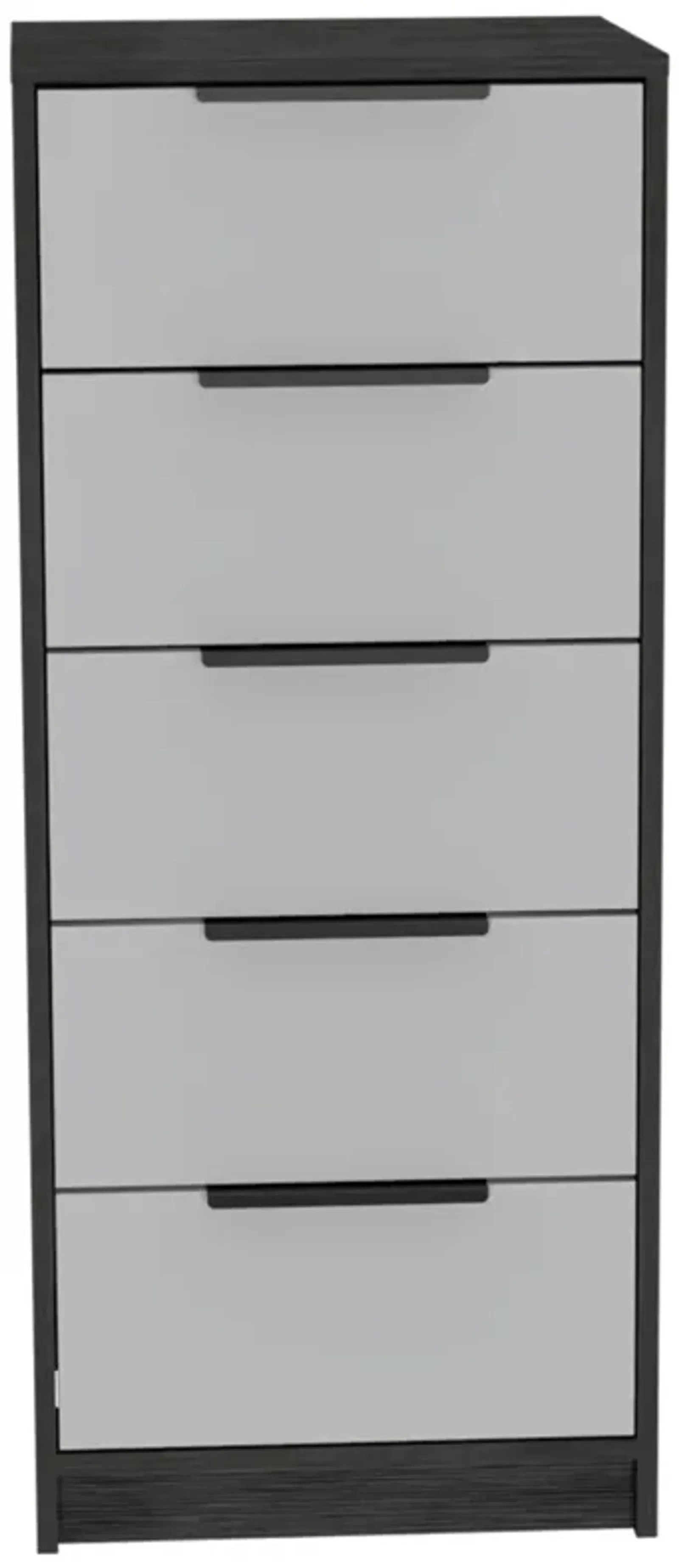 Kaia 5 Drawer Dresser, Vertical Dresser - Smokey Oak White