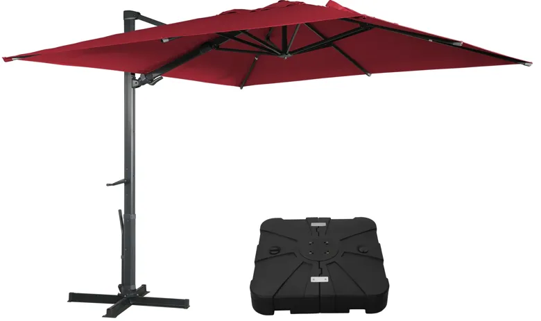 MONDAWE 10 ft. x 13 ft. Aluminum Cantilever Patio Umbrella  Garden Offset Umbrella with Base Weight Stand