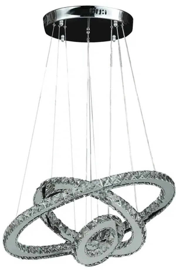 Hivvago Silver Metal and Crystals LED Dimmable Chandelier