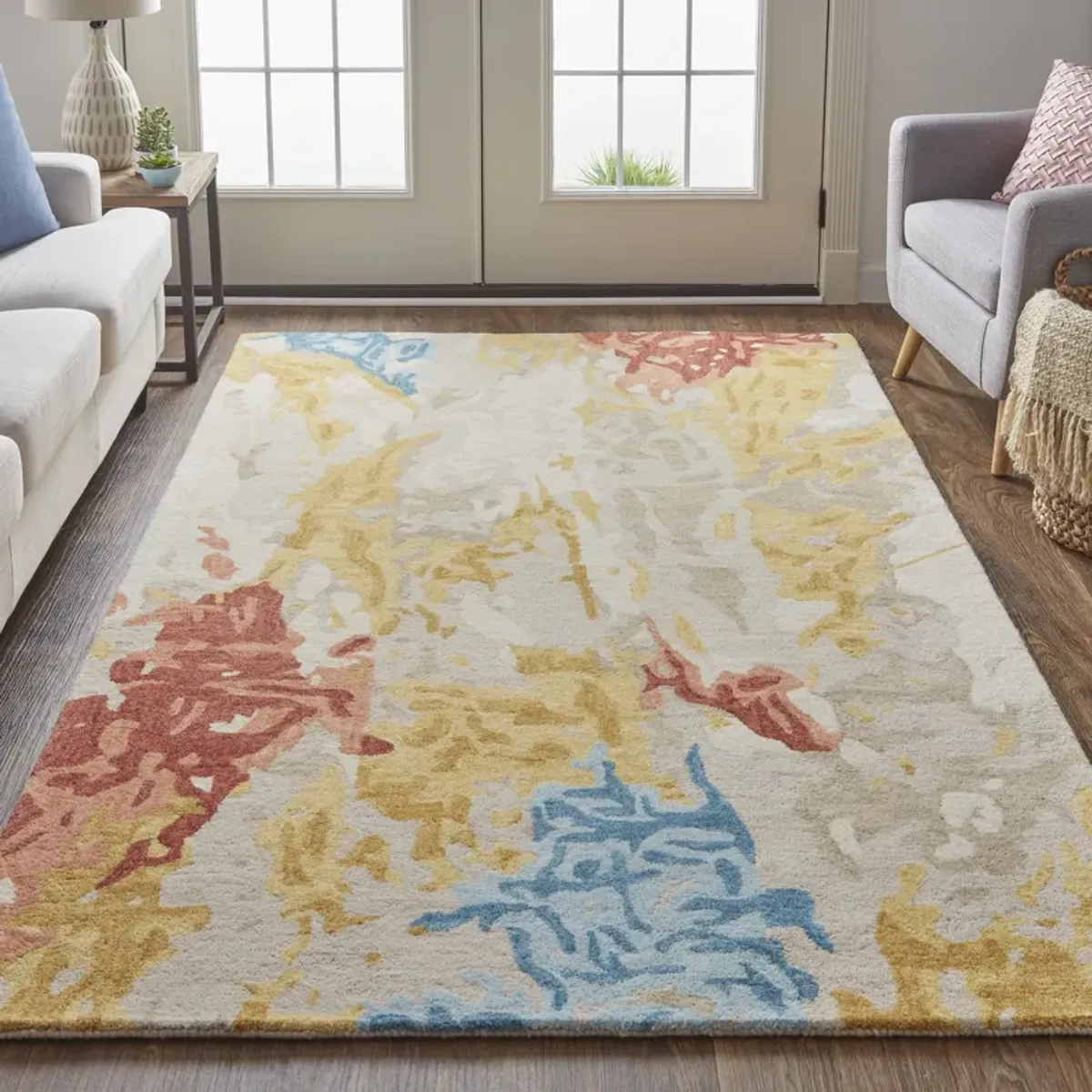 Everley 8646F Ivory/Yellow/Blue 5' x 8' Rug