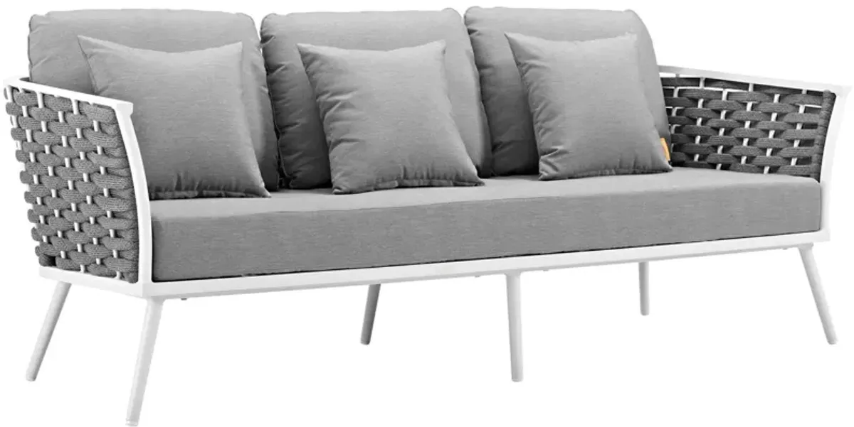 Stance 2 Piece Outdoor Patio Aluminum Sectional Sofa Set - White Gray