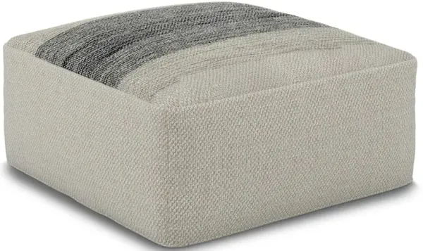 Simpli Home Outdoor/ Indoor Pouf In Grey And White Recycled Pet Polyester