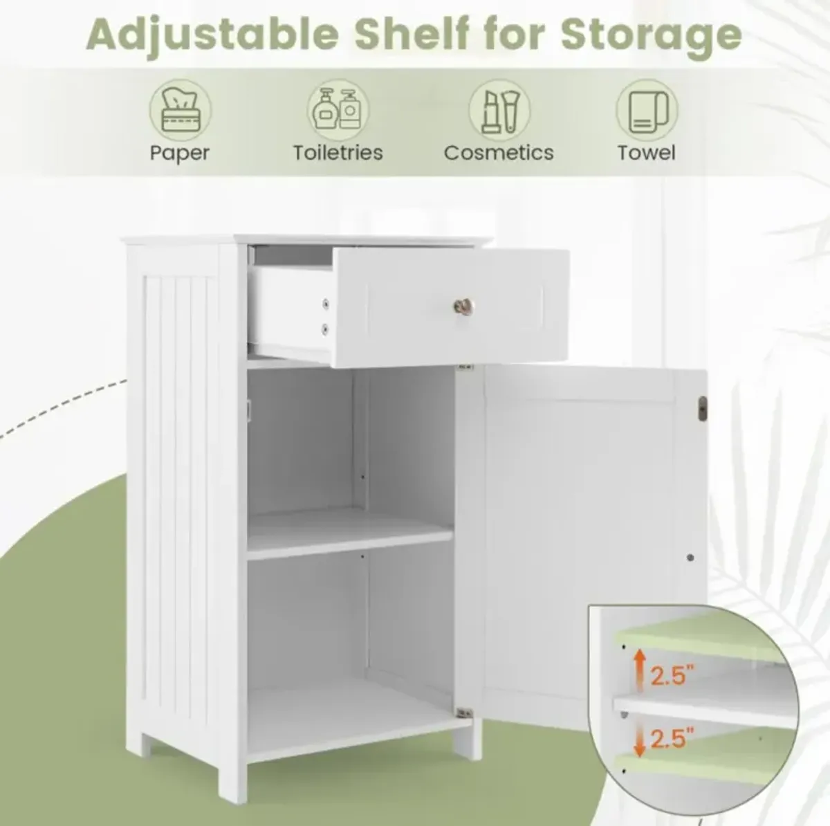 Hivvago Single Door Bathroom Cabinet with Adjustable Shelf and Drawer