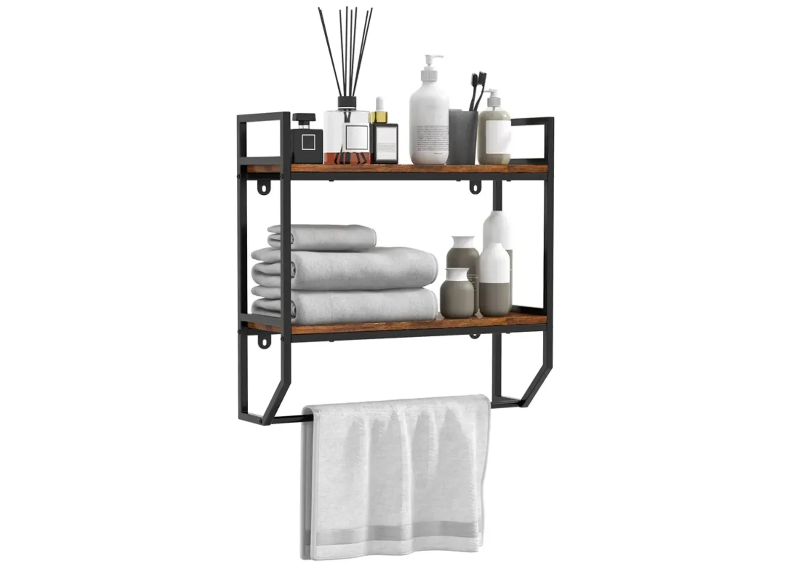 Over the Toilet Shelf Wall Mounted with Metal Frame for Bathroom