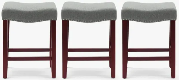WestinTrends 24" Upholstered Saddle Seat Cherry Counter Stool (Set of 3)
