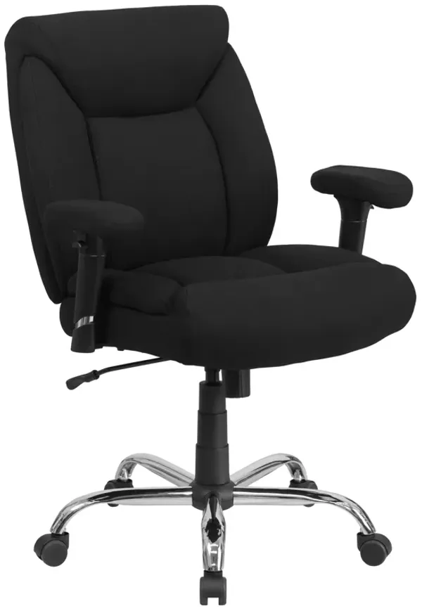 HERCULES Series Big & Tall 400 lb. Rated Black Fabric Deep Tufted Swivel Ergonomic Task Office Chair with Adjustable Arms