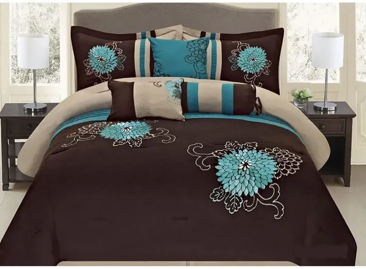 Legacy Decor Bed in a Bag Comforter Set With Nice Floral Embroidery