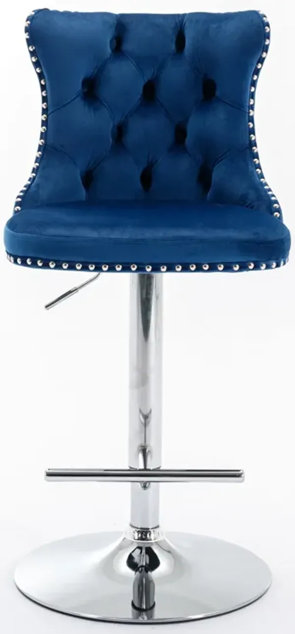 Streamdale Adjustable Swivel Velvet Bar Stools with Backs (Set of 2)