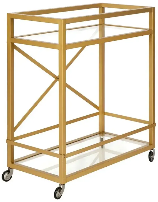Hudson&Canal Wilson 30'' Wide Rectangular Bar Cart in Brass