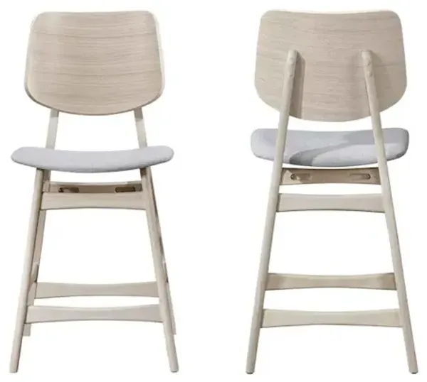 New Classic Furniture Oscar Wood Counter Dining Chairs in White Ash (Set of 2)