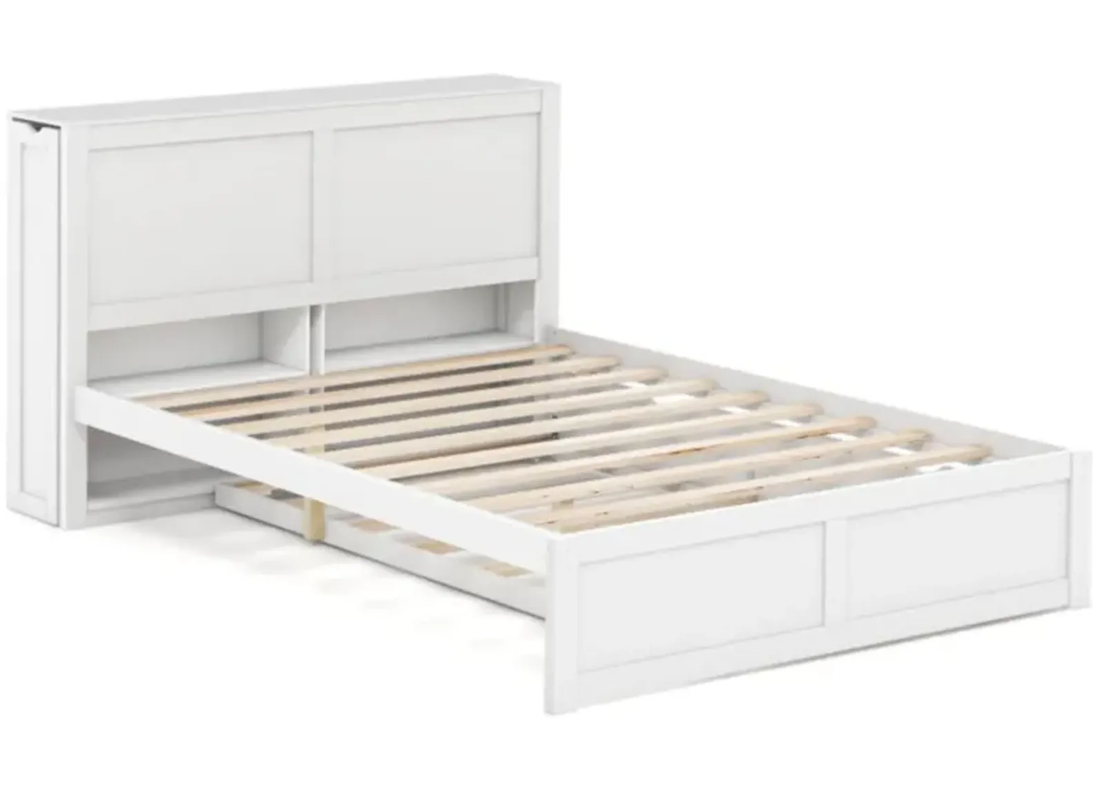 Hivvago Kids Wooden Platform Bed with Trundle Storage Headboard